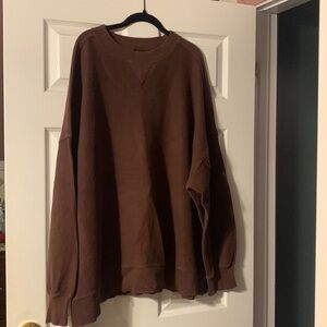 Aerie Brown Classic Crewneck Sweatshirt